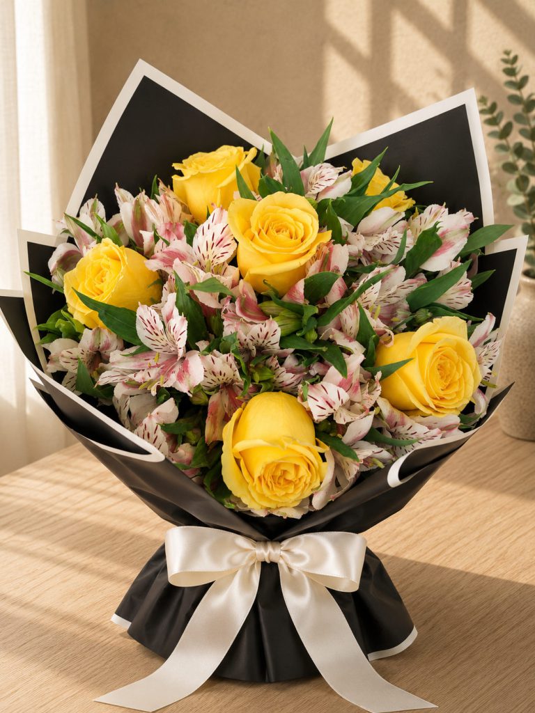 Rosas Amarillas y astromelias