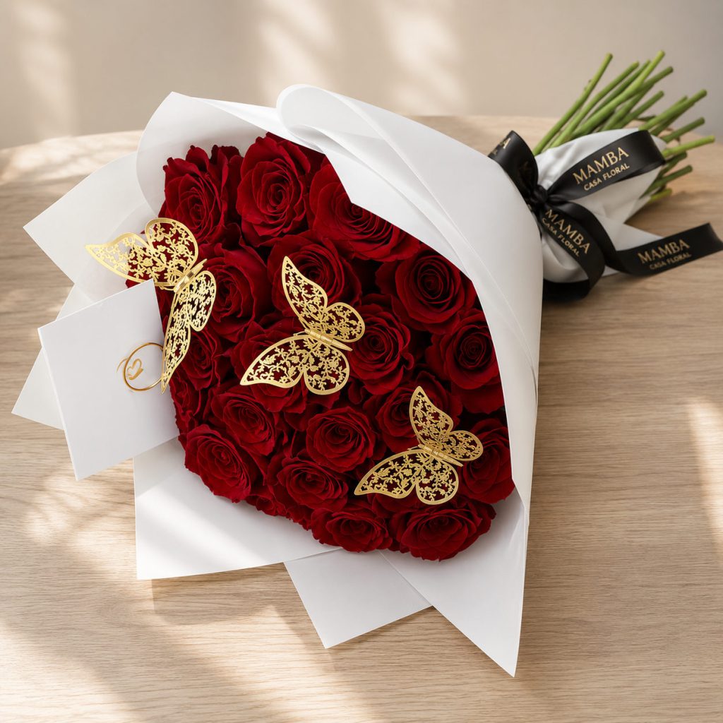 Rosas Rosas con Mariposas