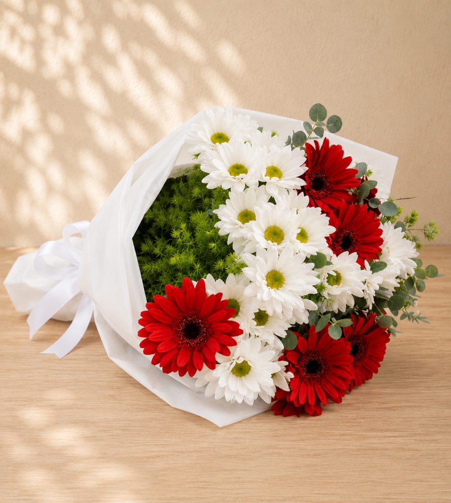 Gerberas Rojas y Margaritas