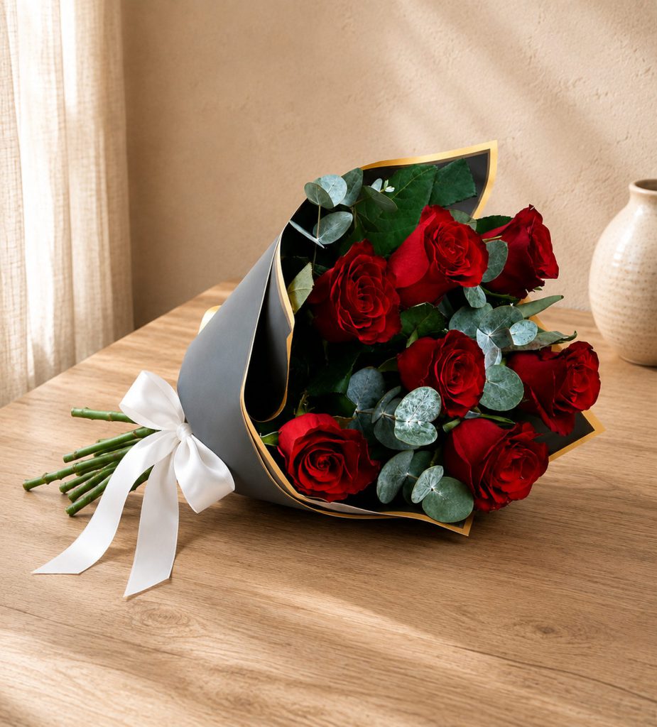 Rosas con Eucalipto