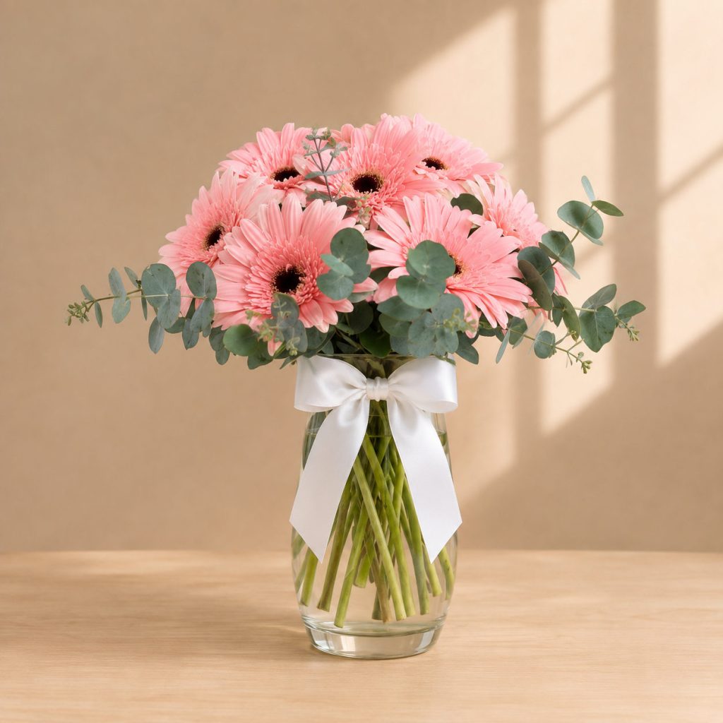 Gerberas Rosadas en Florero